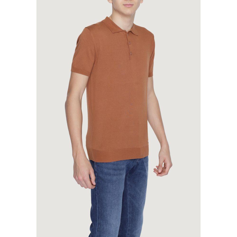 Gianni Lupo Brown Viscose Polo Shirt Gianni Lupo Light Gray