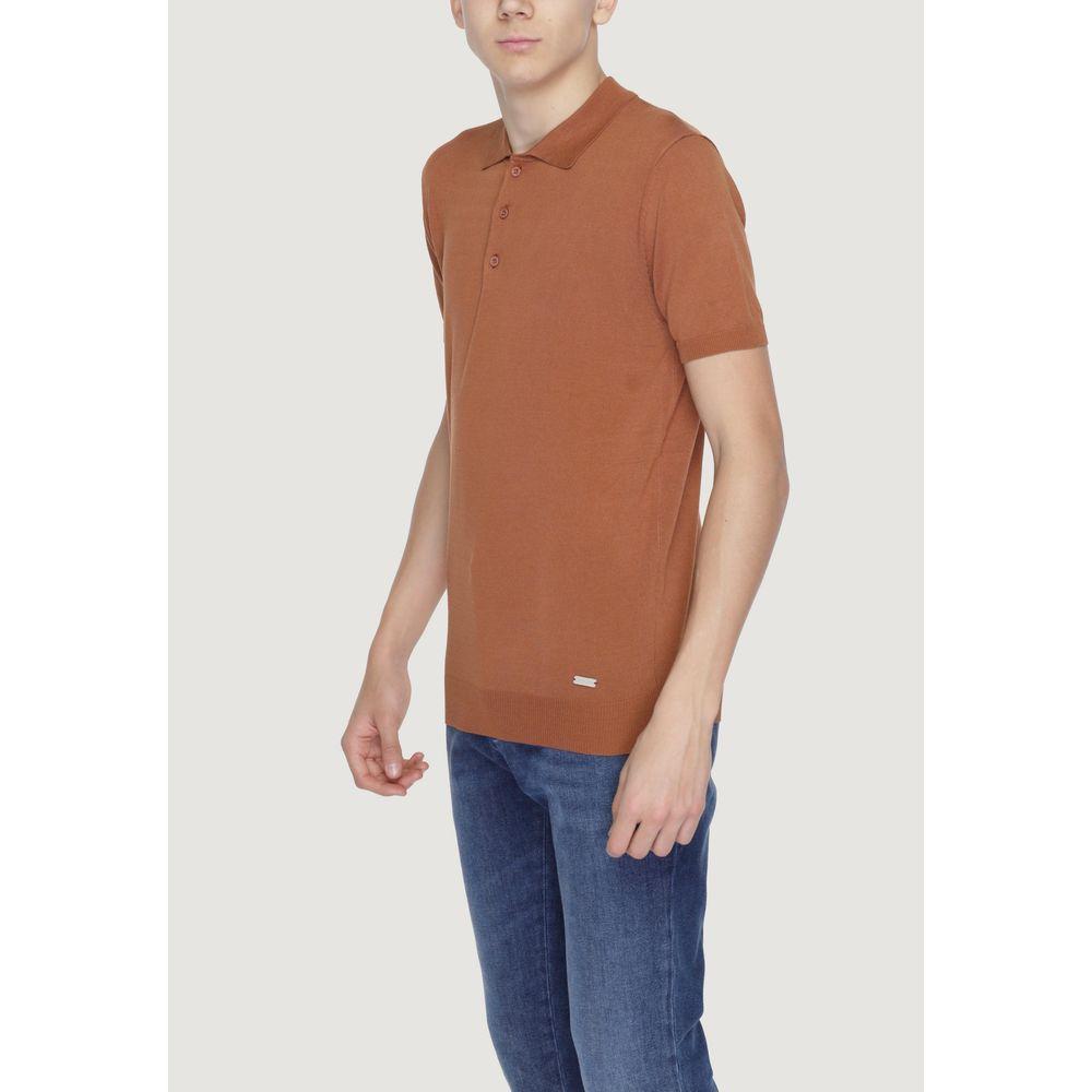Gianni Lupo Brown Viscose Polo Shirt Gianni Lupo Light Gray