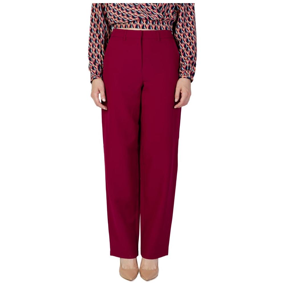 Women's bordeaux palazzo pants, fall/winter collection, 95% polyester, 5% stretch, designed for comfort and style by Vila Clothes