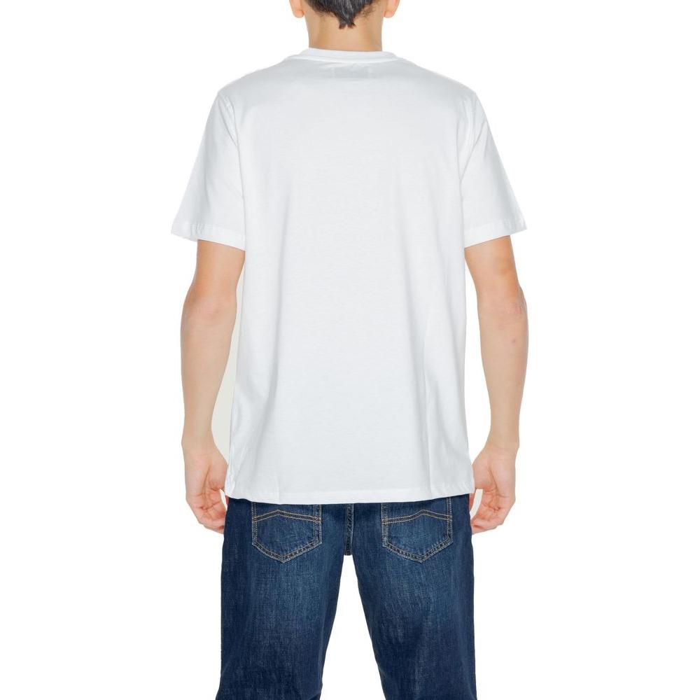 Back view of man wearing Underclub white cotton t-shirt, part of the Spring/Summer collection, made from 100% cotton.