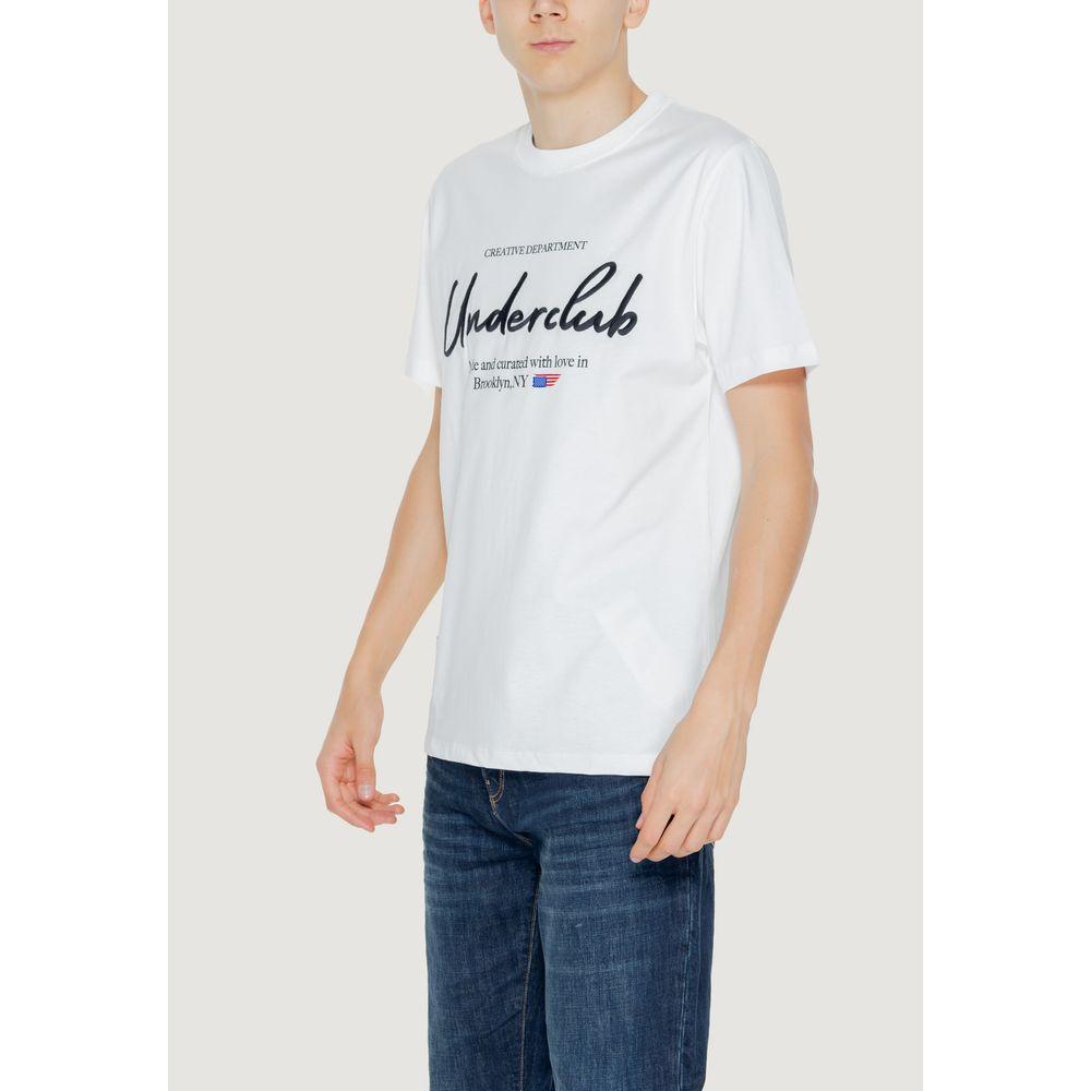 Man wearing Underclub white cotton t-shirt, part of spring/summer collection, 100% cotton.