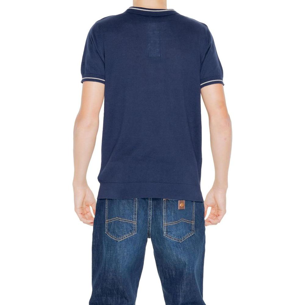 Back view of a Hamaki-Ho blue short sleeve cotton t-shirt for men, part of the spring/summer collection.