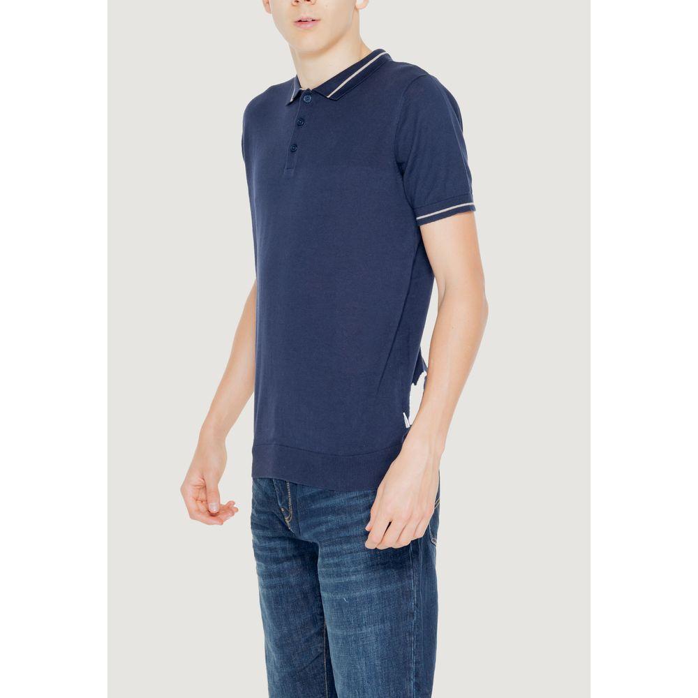 Hamaki-Ho blue cotton t-shirt for men, short sleeve yarn sweater from spring/summer collection, 100% cotton composition.