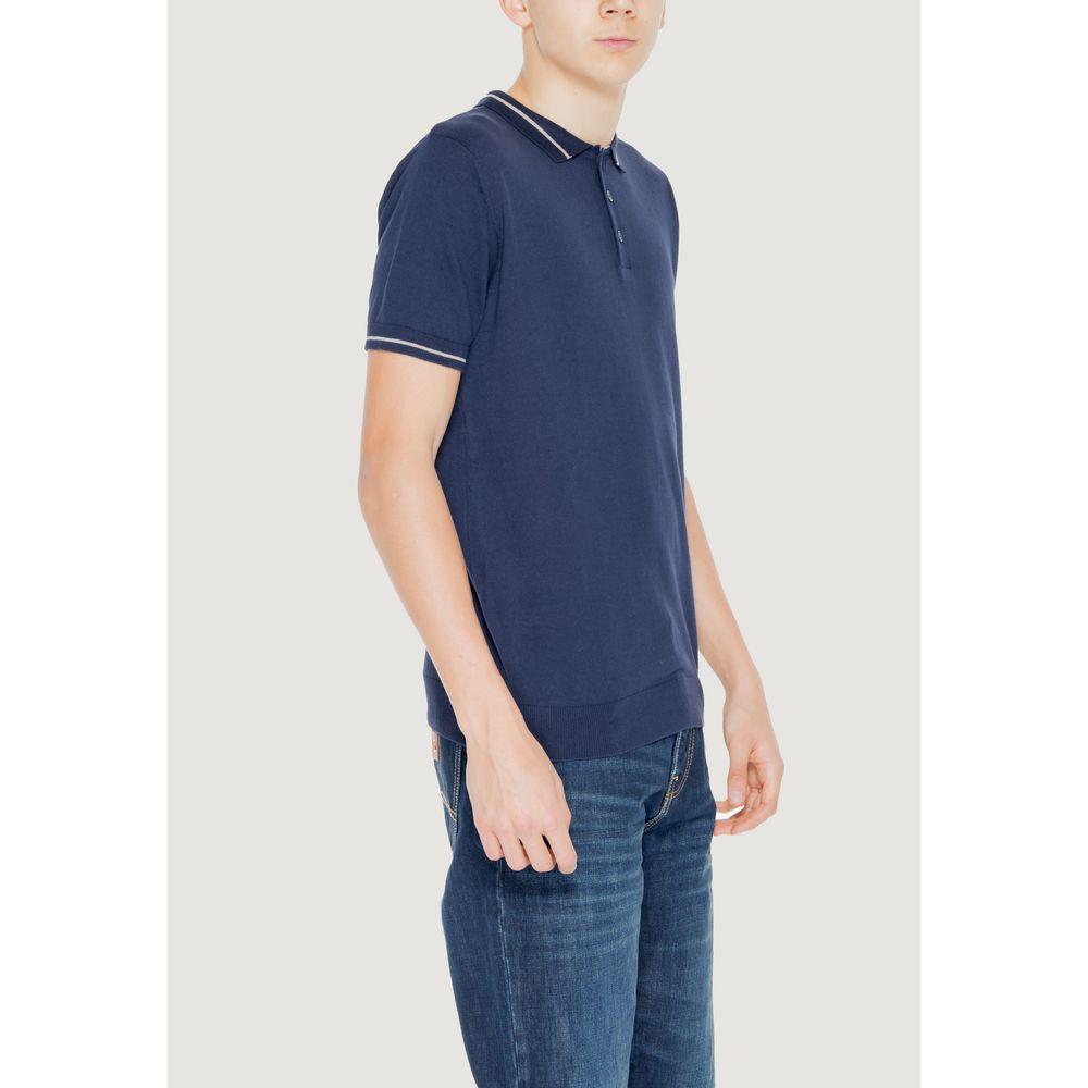Hamaki-Ho men's blue cotton short sleeve yarn sweater from the Spring/Summer collection, perfect casual T-shirt for men.