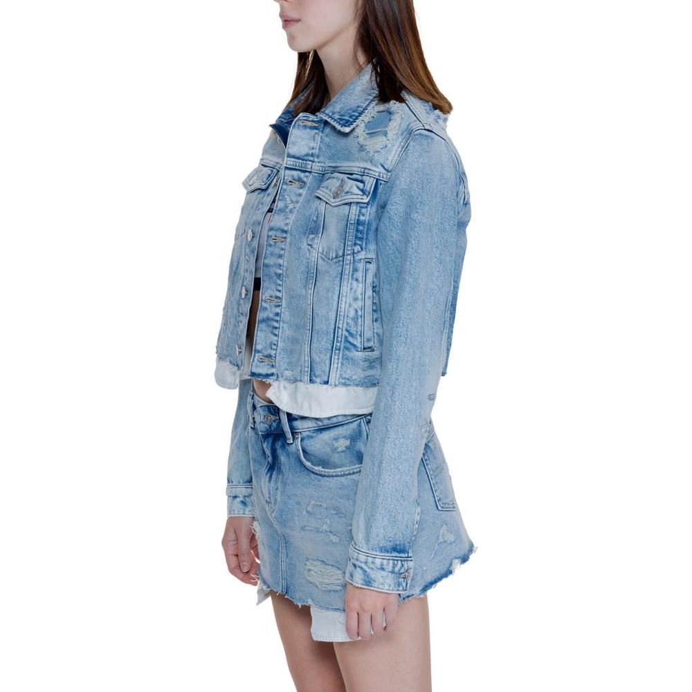 Tommy Hilfiger Jeans Light Blue Recycled Cotton Jackets & Coat Tommy Hilfiger Jeans Light Slate Gray