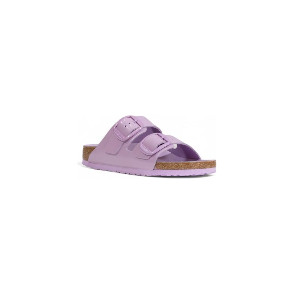 Birkenstock purple vegan leather sandal for women, fall/winter collection, eco-friendly, comfortable footwear.