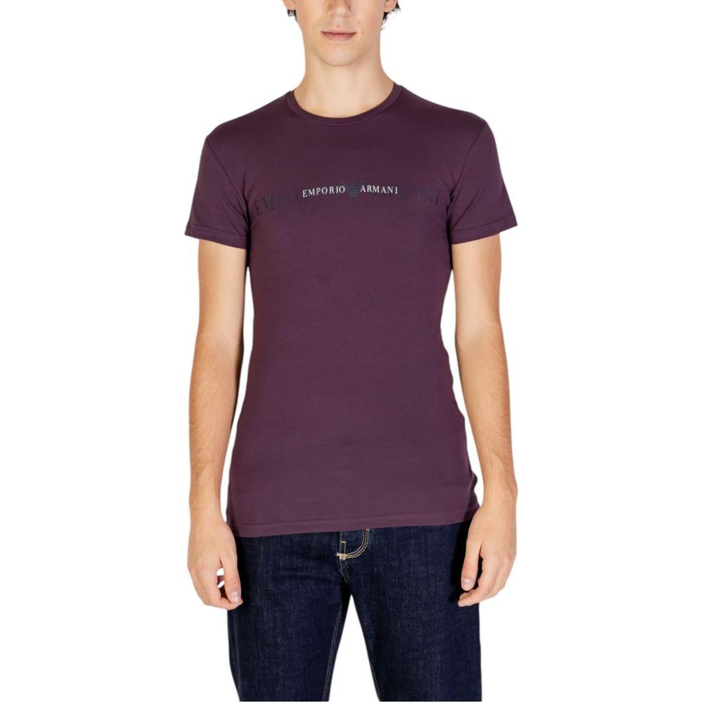 Emporio Armani Purple Cotton T-Shirt with Logo, Short Sleeve, Crew Neck for Men