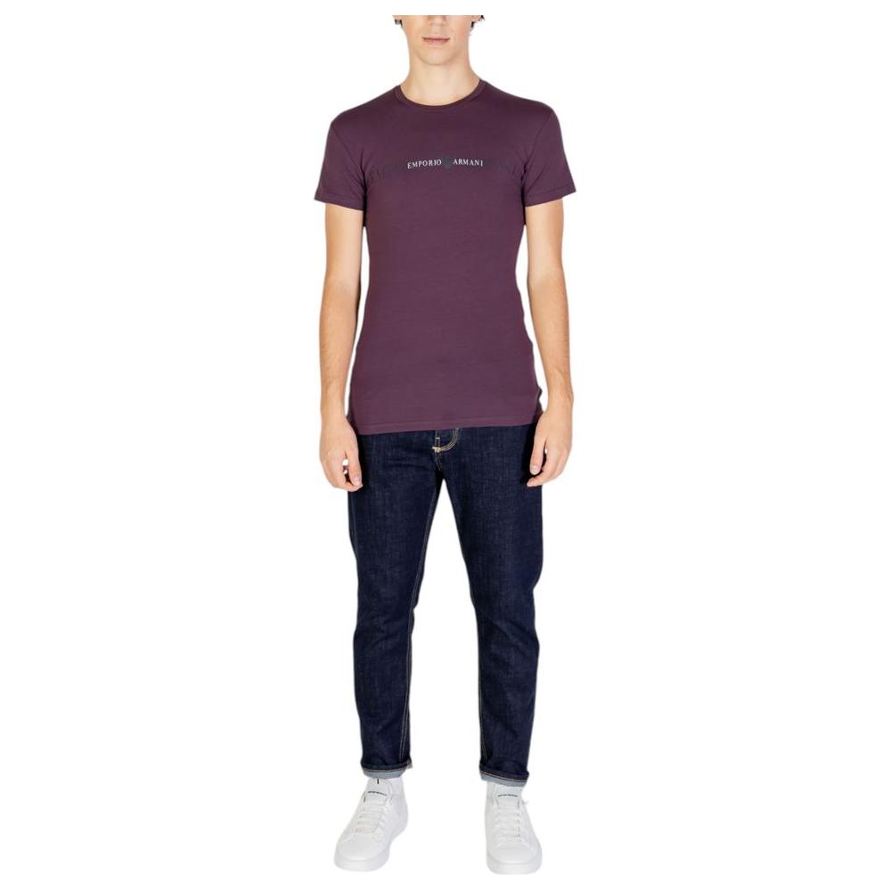 Emporio Armani Underwear purple cotton t-shirt, crew neck, worn by model, casual fit for men, stylish and comfortable design