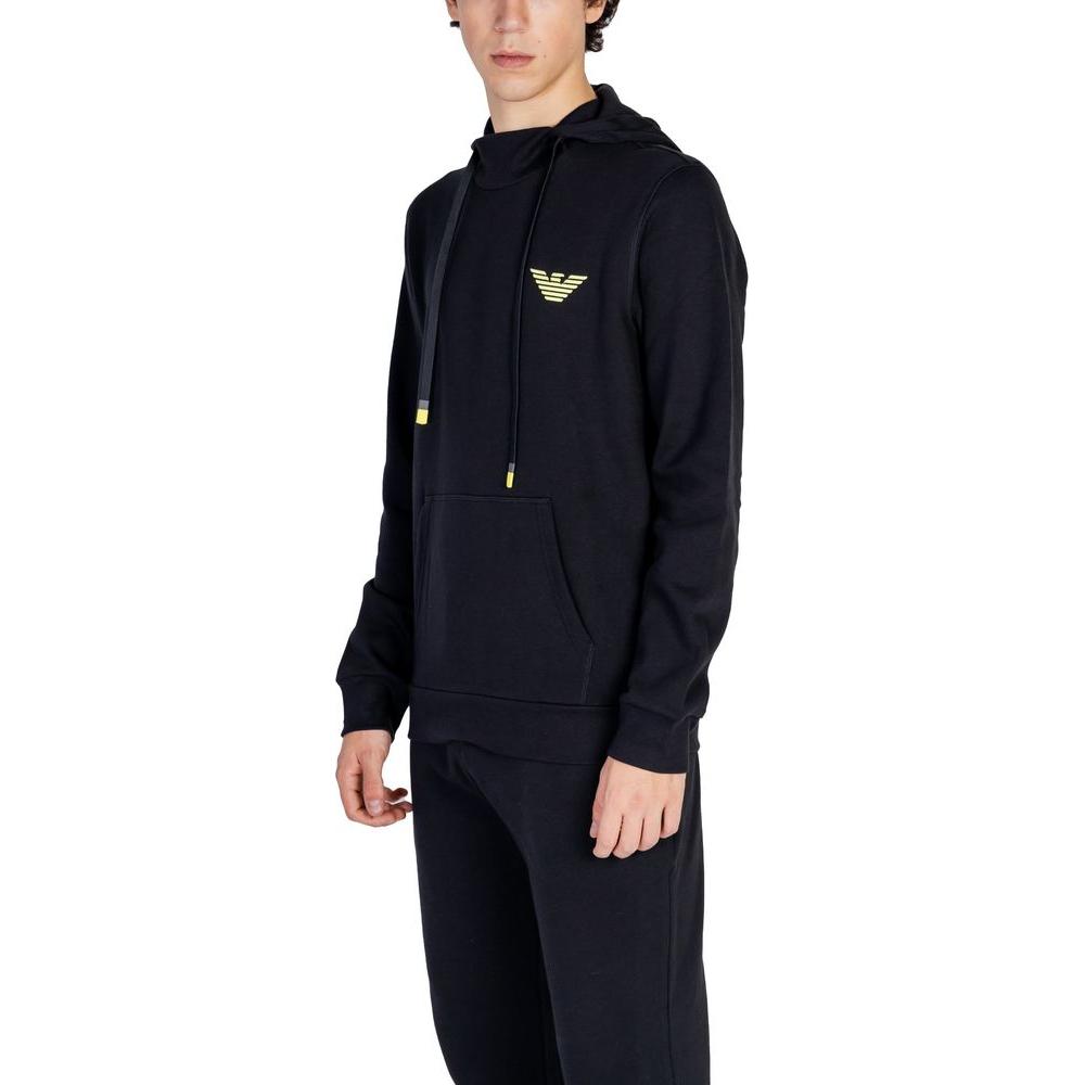 Emporio Armani Underwear black hoodie with logo, made of 60% cotton and 40% polyester, ideal for a casual, stylish look.