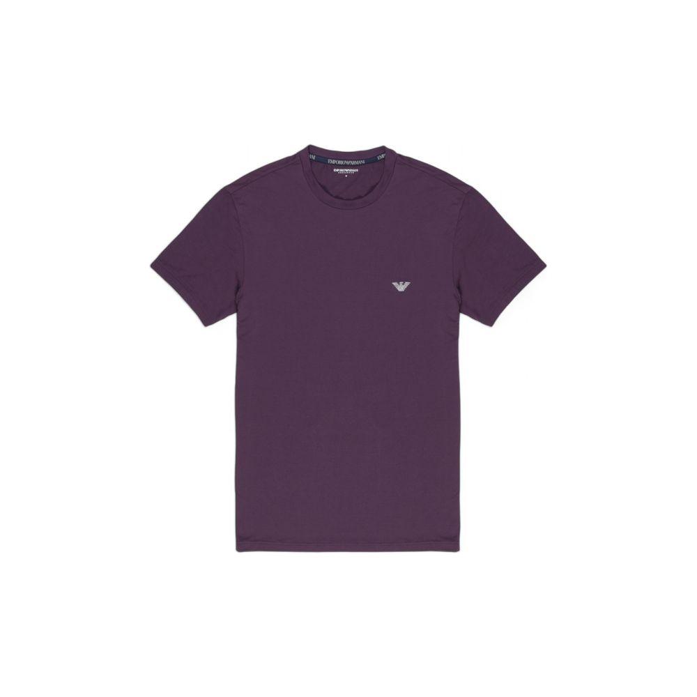 Emporio Armani Underwear purple modal t-shirt with short sleeves and logo, made from 90% modal and 10% elastane for comfort and style.