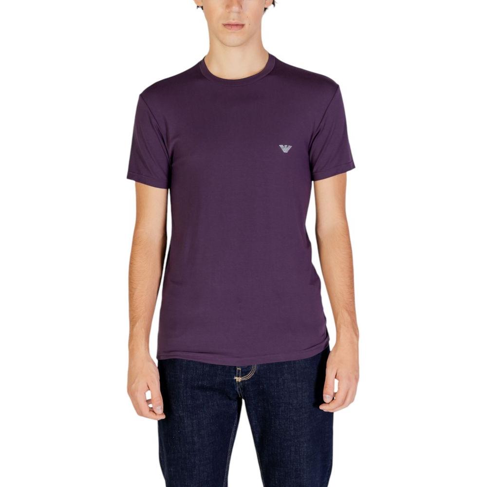 Emporio Armani Underwear purple modal t-shirt, short-sleeve, minimalist design with logo, worn by male model, perfect fit for everyday wear.