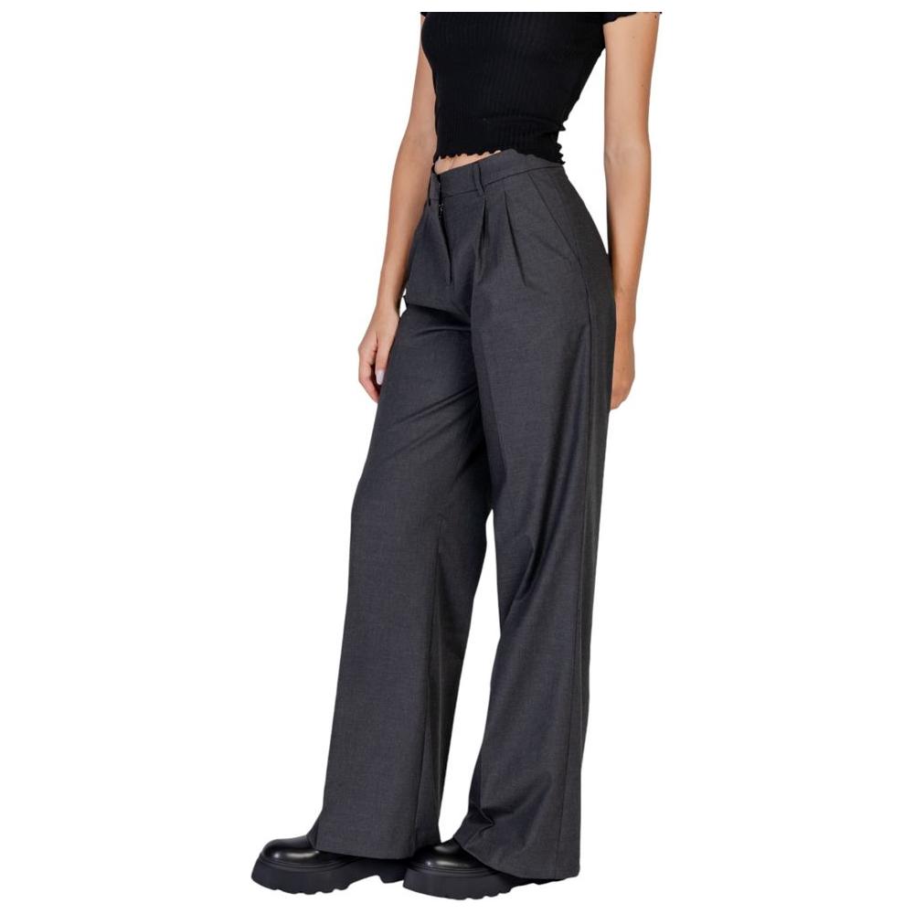 Morgan De Toi women's gray polyester pants, fall/winter collection, featuring a blend of polyester, viscose, and elastane.