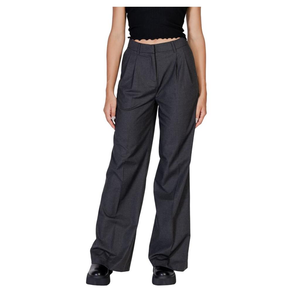 Morgan De Toi women's gray polyester-wide leg pants, fall/winter collection, featuring a blend of polyester, viscose, and elastane.