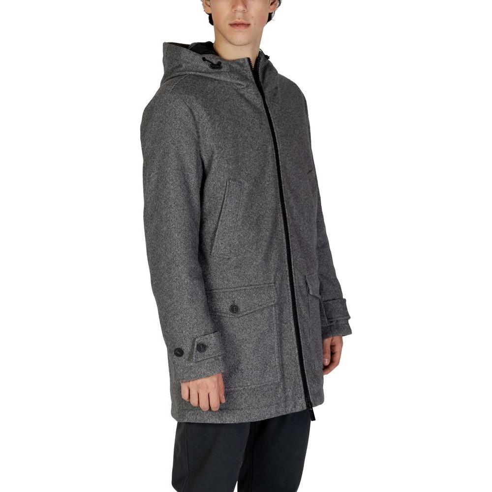Men's Hamaki-Ho Gray Polyester Jacket for Fall/Winter, elegant and stylish, 100% polyester, men's coats collection.