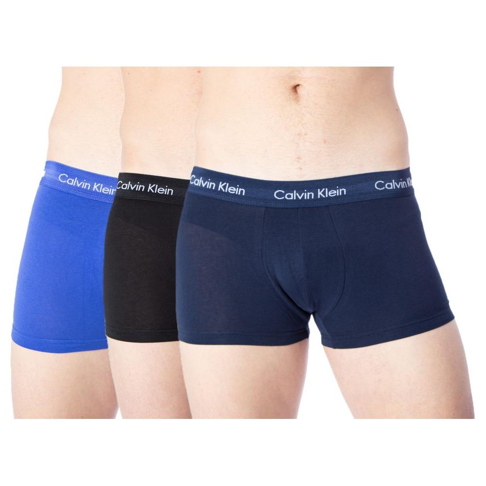 Pack of 3 Calvin Klein men's blue cotton underwear with logo waistband for style and comfort.