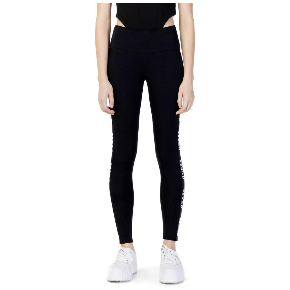 Guess Active black cotton leggings for women with high waist and logo design, perfect for sports and casual wear.