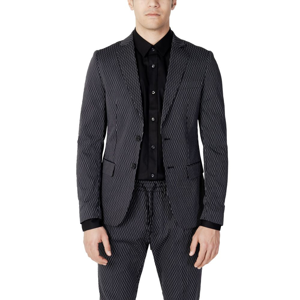 Men's Antony Morato black cotton blazer, spring/summer collection, 100% cotton, front view