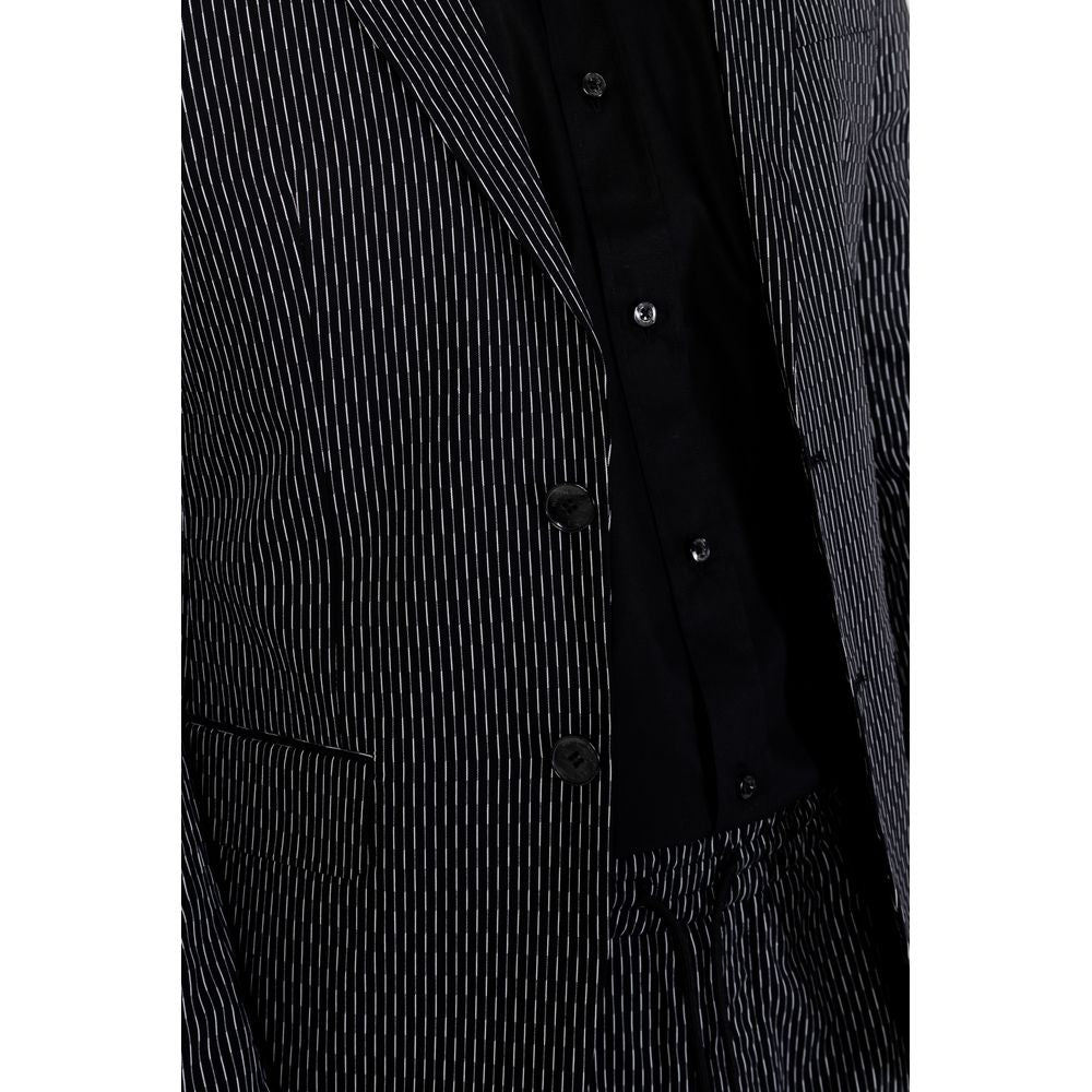 Men's Antony Morato black cotton blazer, Spring/Summer collection, featuring a pinstripe pattern and button-up front.