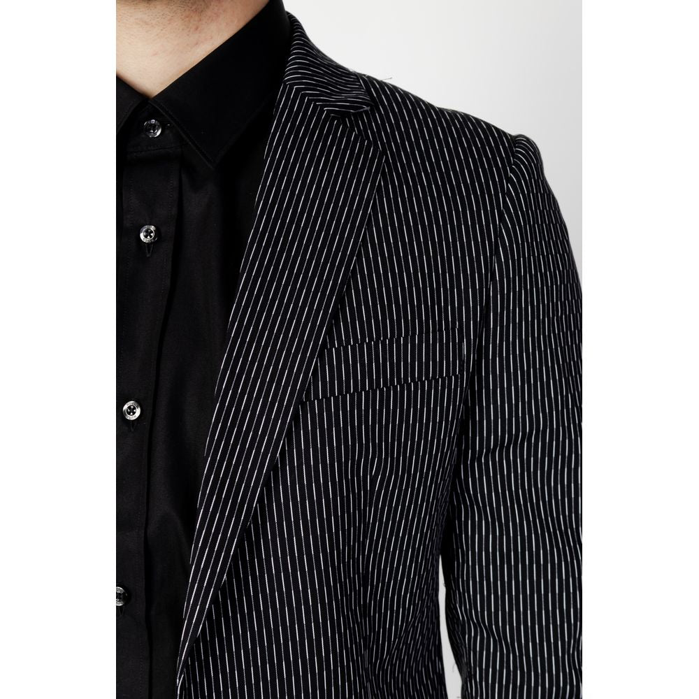 Antony Morato black cotton blazer for men, spring/summer collection, striped design, 100% cotton.