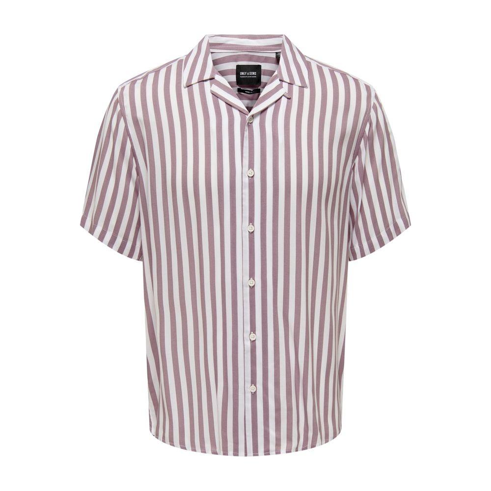 Only & Sons men's purple striped short-sleeve viscose shirt, perfect for spring/summer collection fashion.