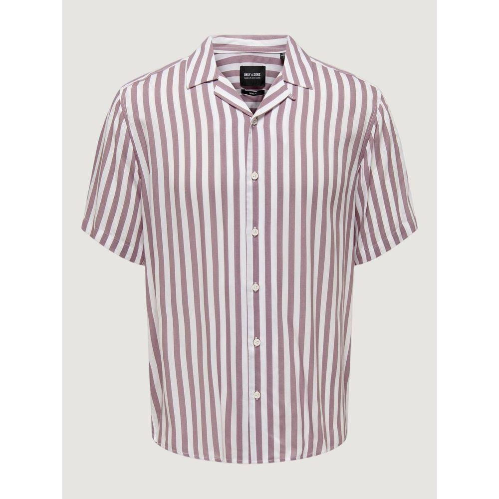 Only & Sons purple striped viscose shirt for men, short-sleeved, spring/summer collection, casual and stylish clothing.