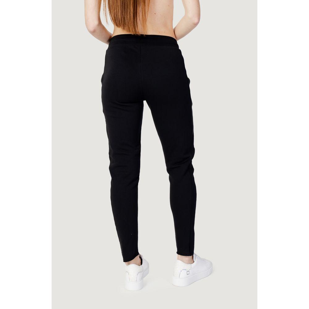 Rear view of women's Blauer black cotton sport pants, perfect for spring/summer. Features 100% cotton material for comfort.