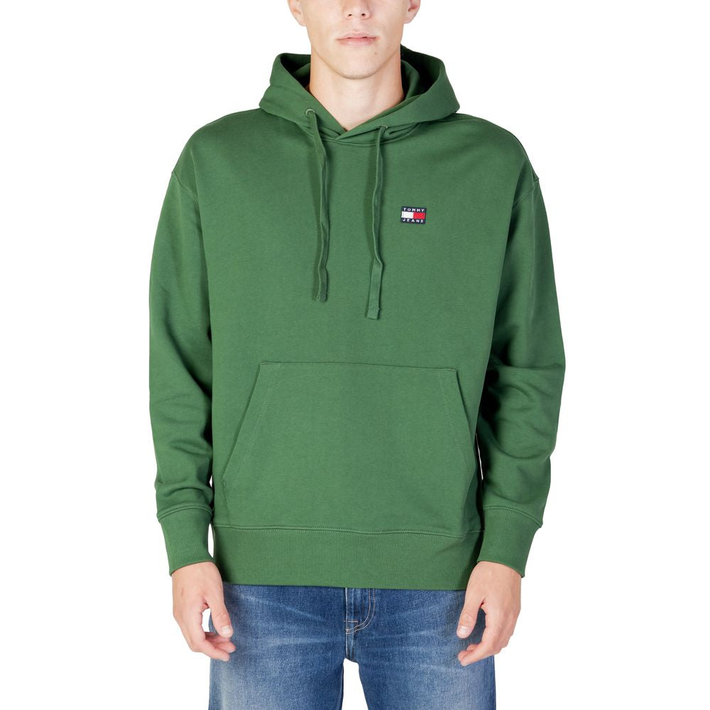 Tommy Hilfiger green cotton sweater for men, autumn/winter collection, made from transitional cotton and BCI materials.