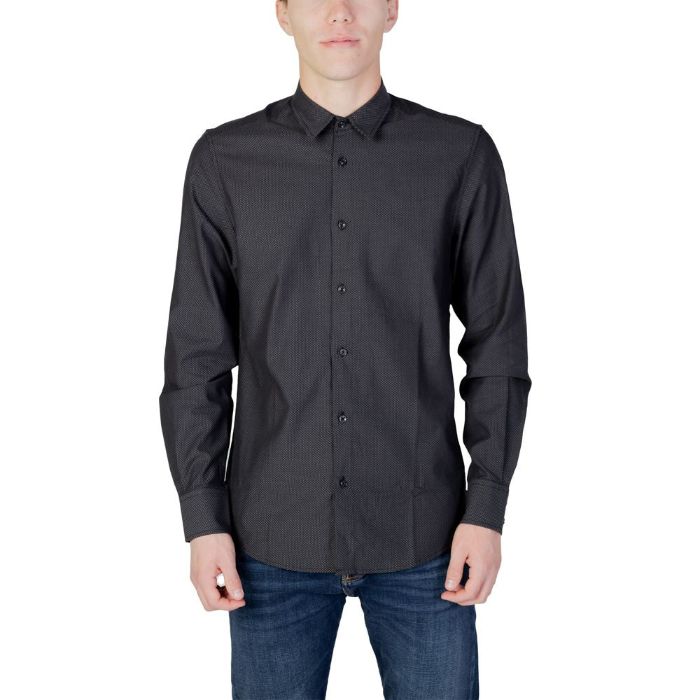 Antony Morato gray cotton long sleeve shirt for men, autumn/winter collection, featuring button-down front, casual style.