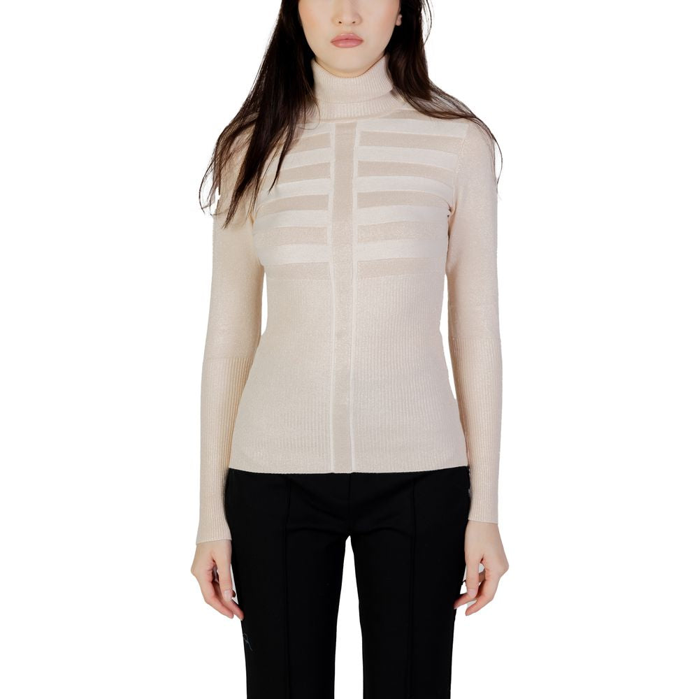 Morgan De Toi pink viscose women's sweater from fall/winter collection, featuring knitwear design with turtleneck and refined style.