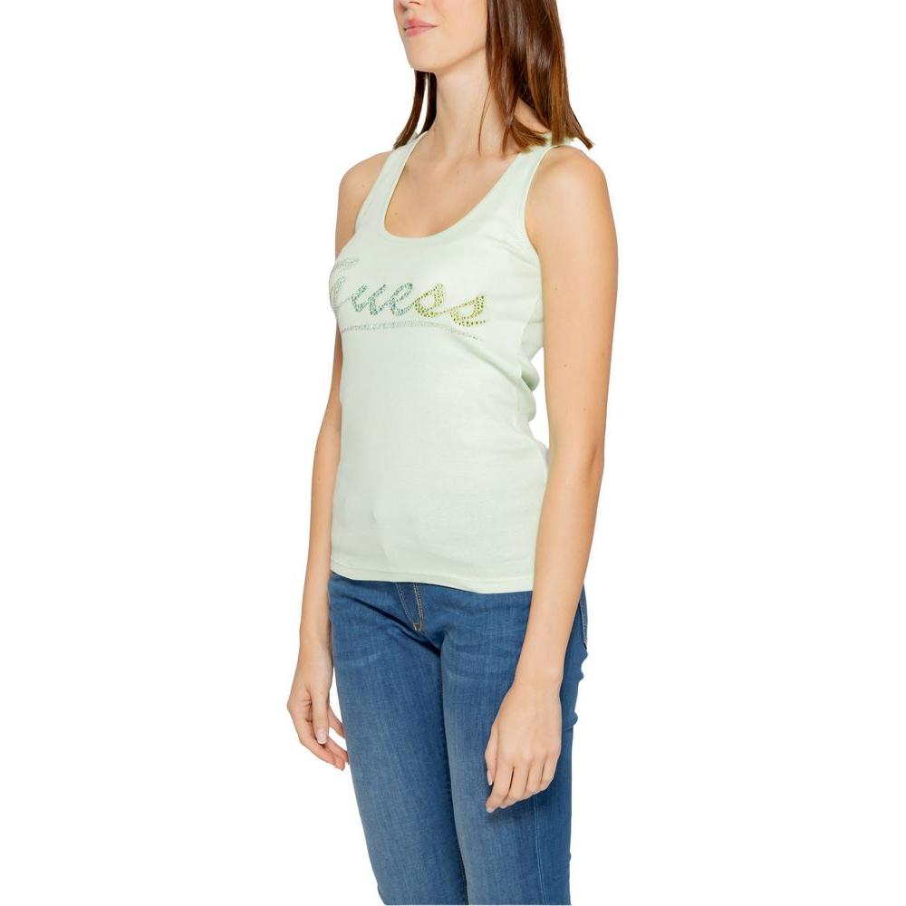 Guess turquoise cotton tank top for women, spring/summer collection, 100% cotton