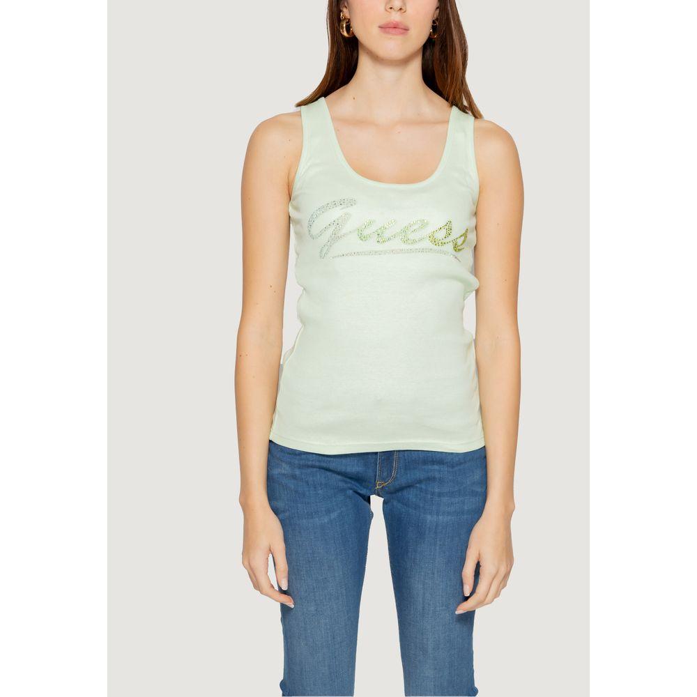Women's Guess turquoise cotton tank top, spring/summer collection, 100% cotton, stylish for casual wear.
