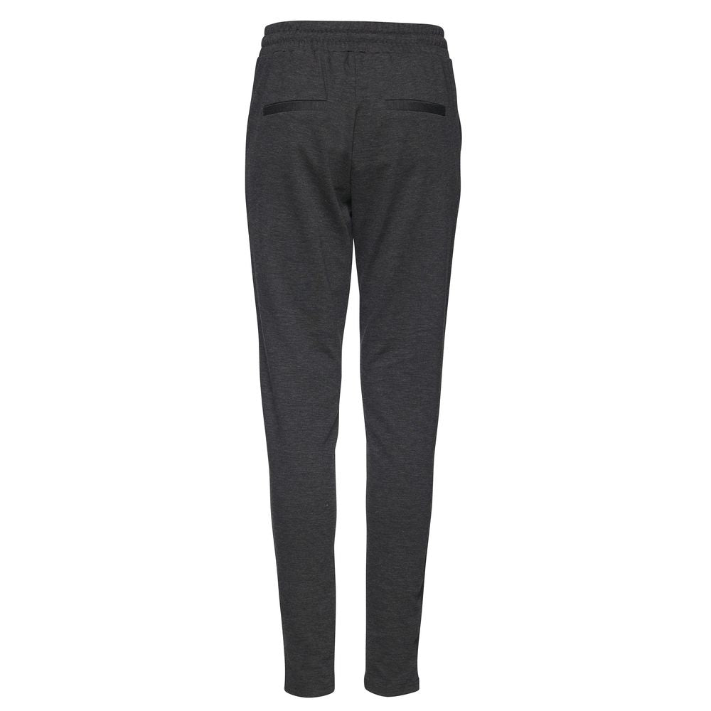 Back view of ICHI gray polyester women's cigarette pants, fall/winter collection, featuring comfortable fit and stylish design.