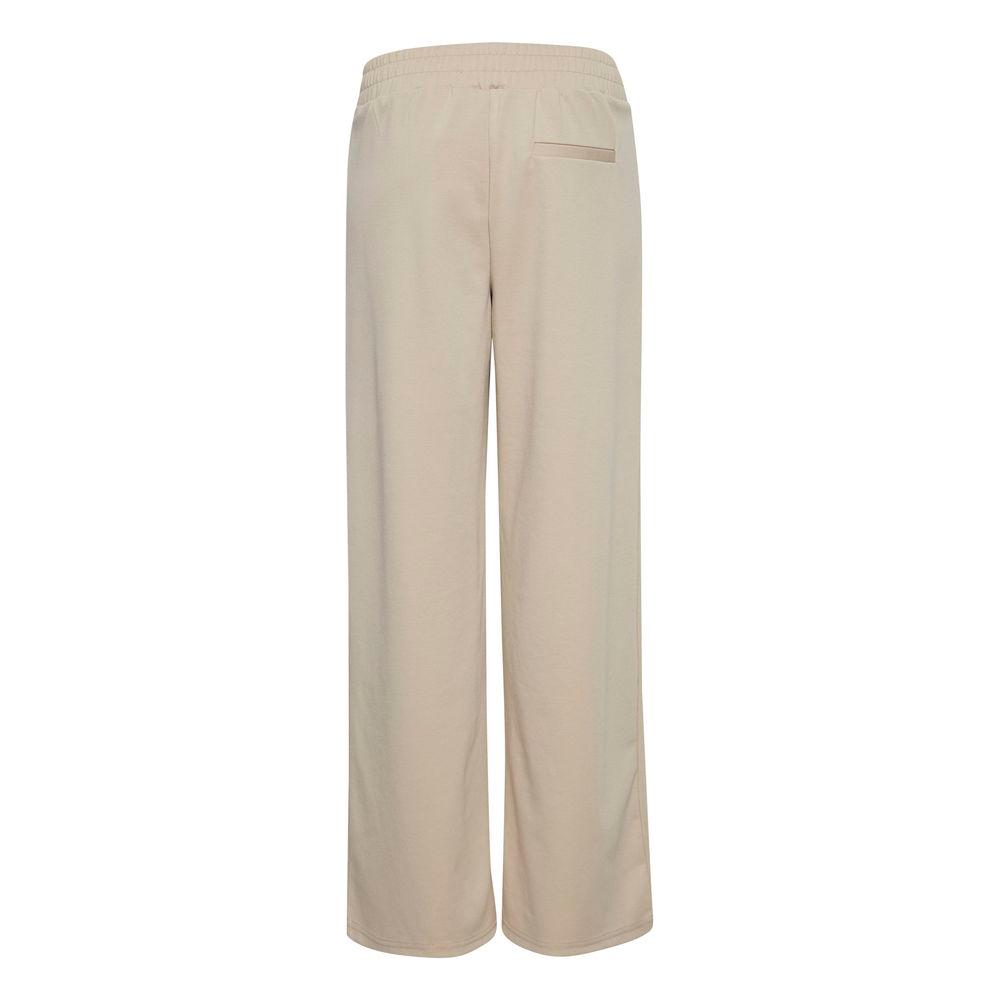 ICHI Beige Recycled Polyurethane Regular Women's Pants, Fall/Winter Collection, made of 74% Recycled Polyester, 22% Viscose, 4% Elastane.