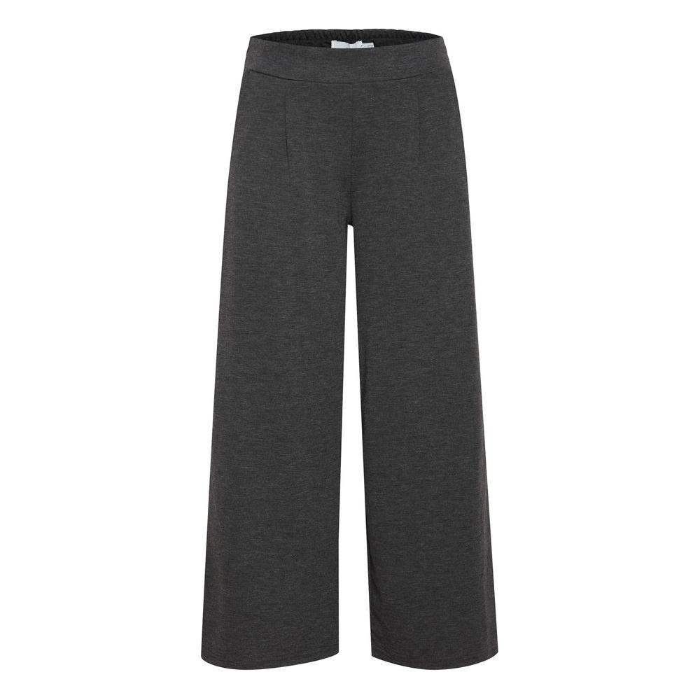 ICHI gray recycled polyester women's bootcut pants, fall/winter collection, eco-friendly fabric blend for comfort and style.