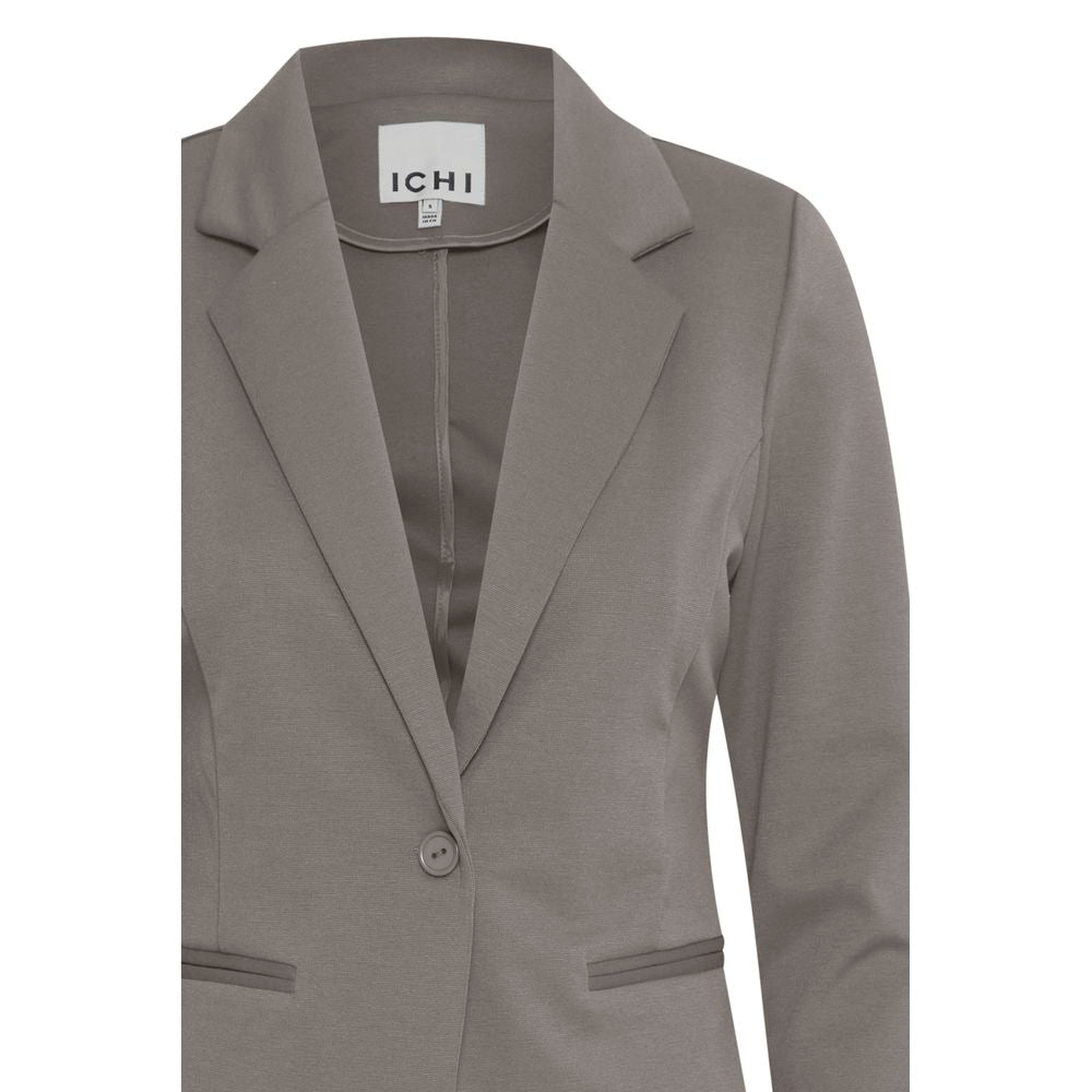 ICHI gray women's blazer, fall/winter collection, made of 74% polyester, 22% viscose, and 4% elastane.
