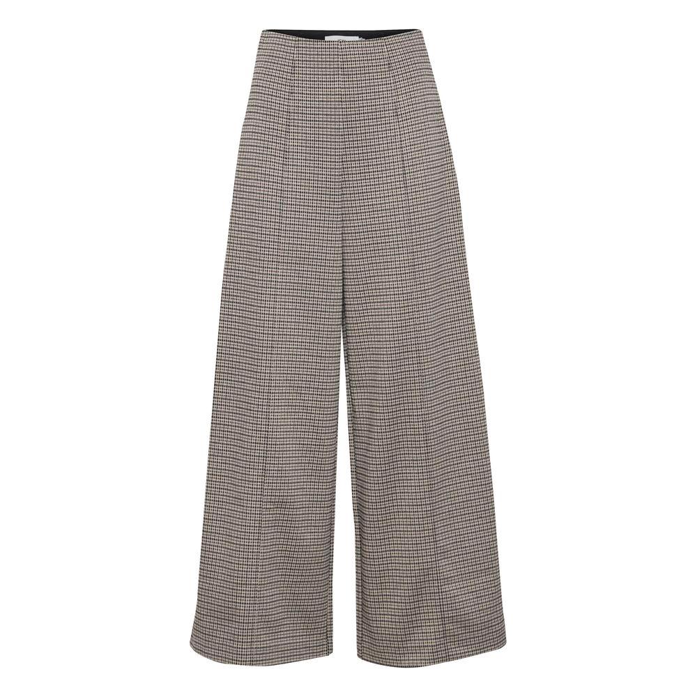 Beige ICHI women's palazzo pants, fall/winter collection, 70% polyester, 28% viscose, 2% elastane