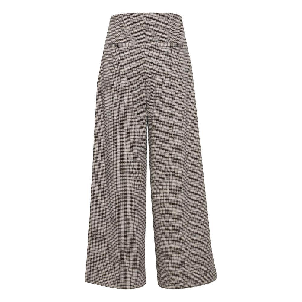 ICHI beige women's palazzo pants, fall/winter collection, made of 70% polyester, 28% viscose, 2% elastane.