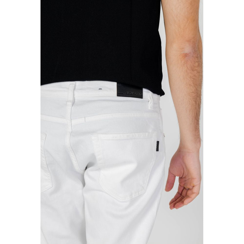 Back view of white Antony Morato men's slim jeans, spring/summer collection, made of 99% cotton and 1% elastane.