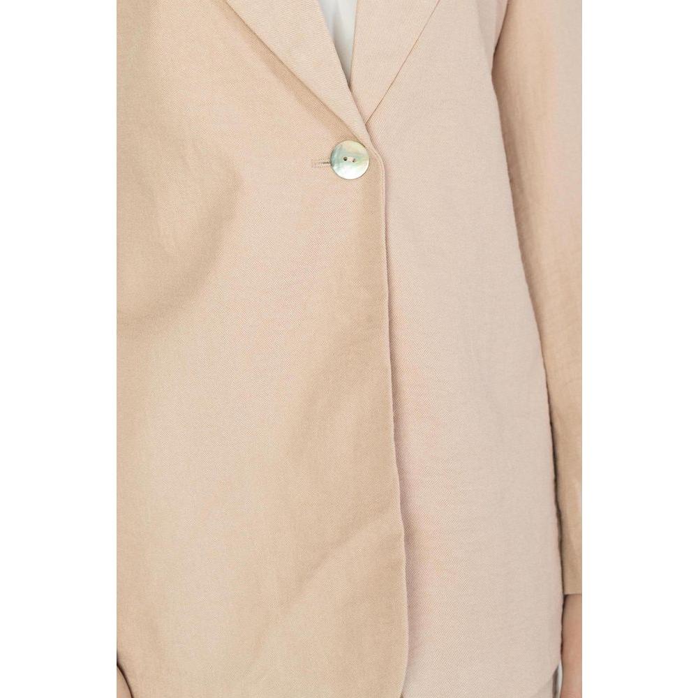 Vero Moda women's spring jacket in pink viscose blend with a single button closure.
