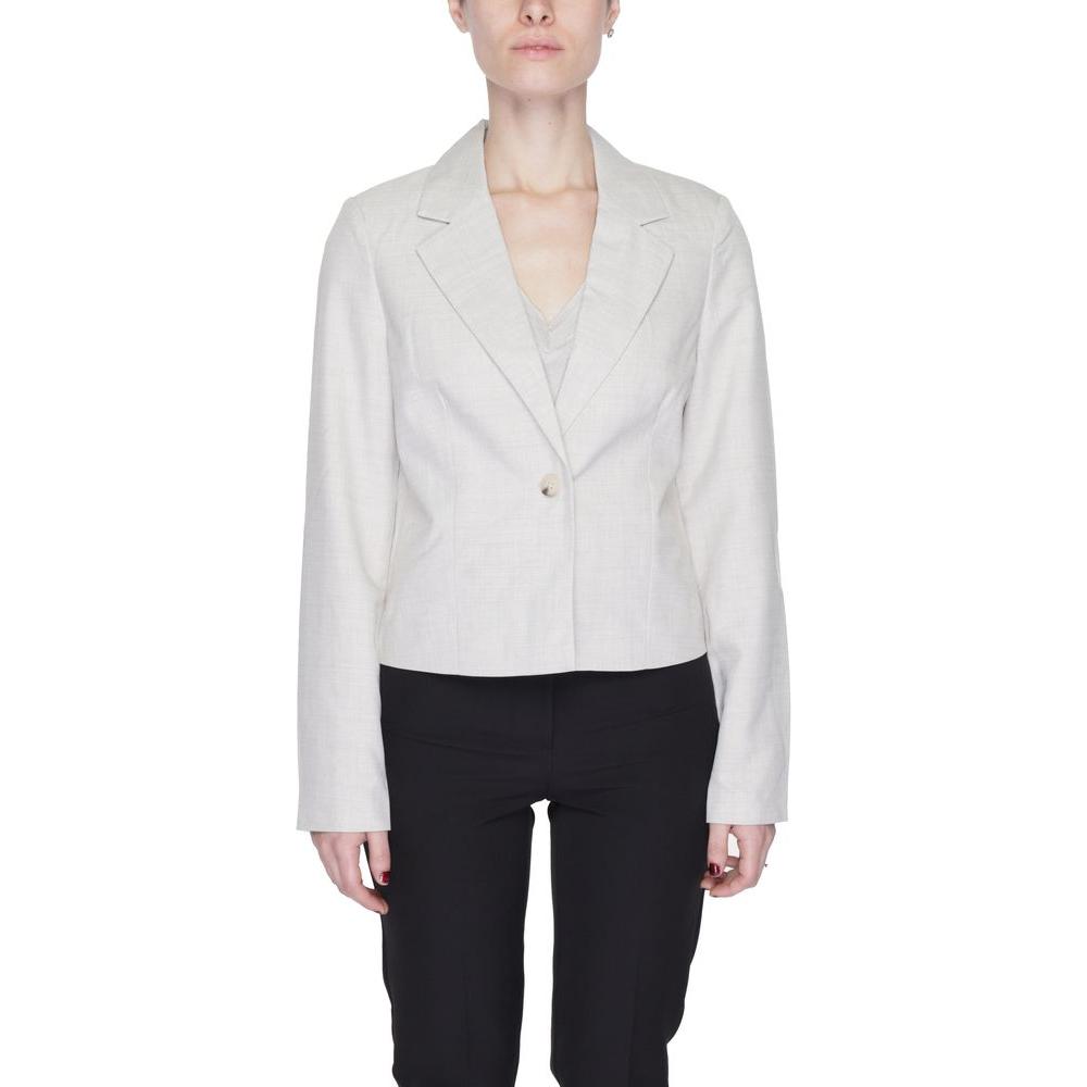 Vero Moda women's gray polyester blazer, part of the Spring/Summer collection, featuring a tailored fit and one-button design.
