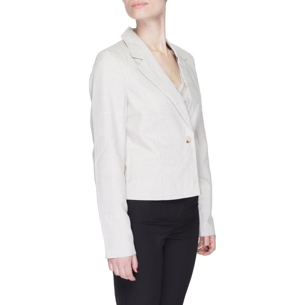 Vero Moda gray polyester women's blazer, perfect for spring/summer collection, featuring elegant design and fitted tailoring.
