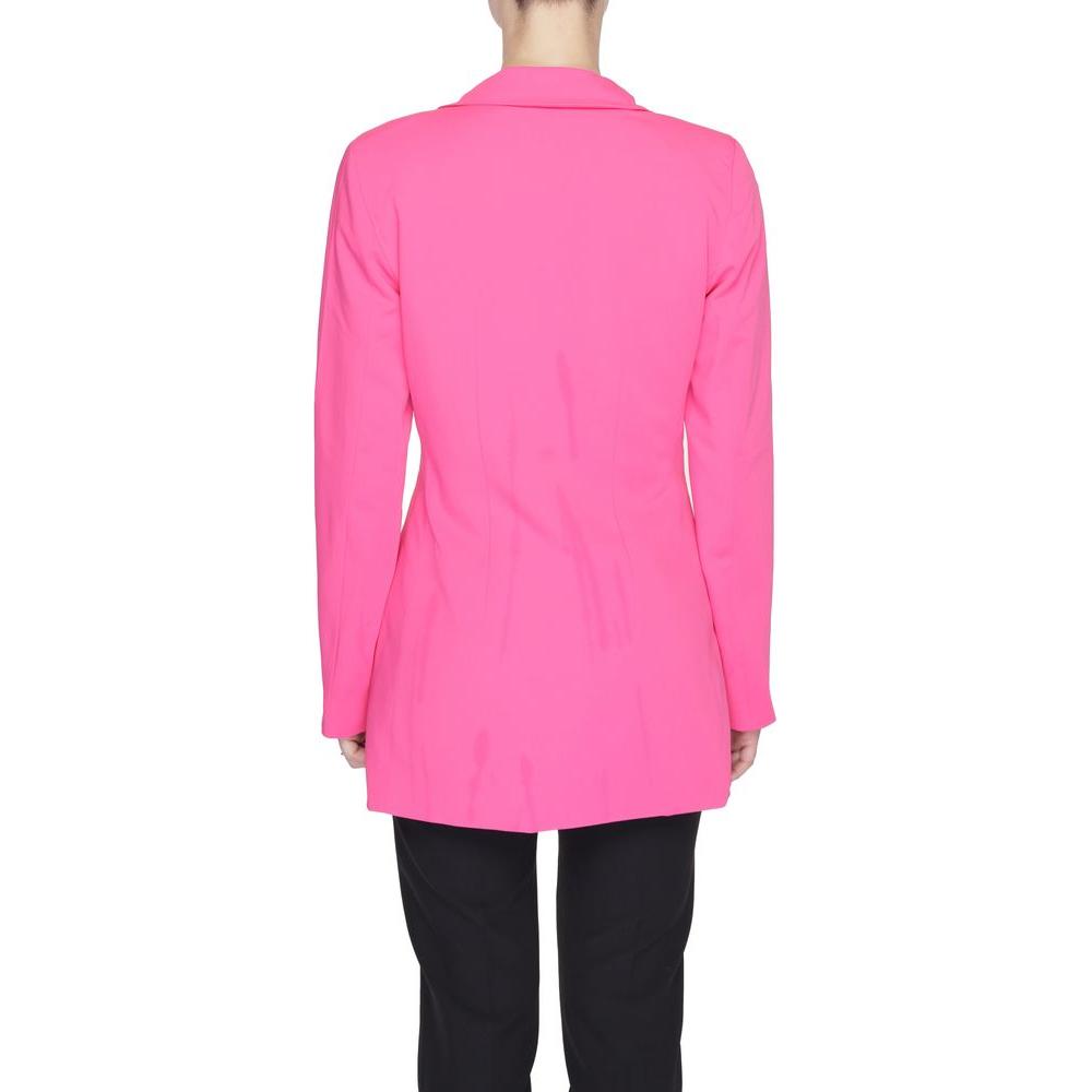 Back view of Vero Moda pink polyester blazer for women, ideal for spring-summer collection, featuring a sleek design.