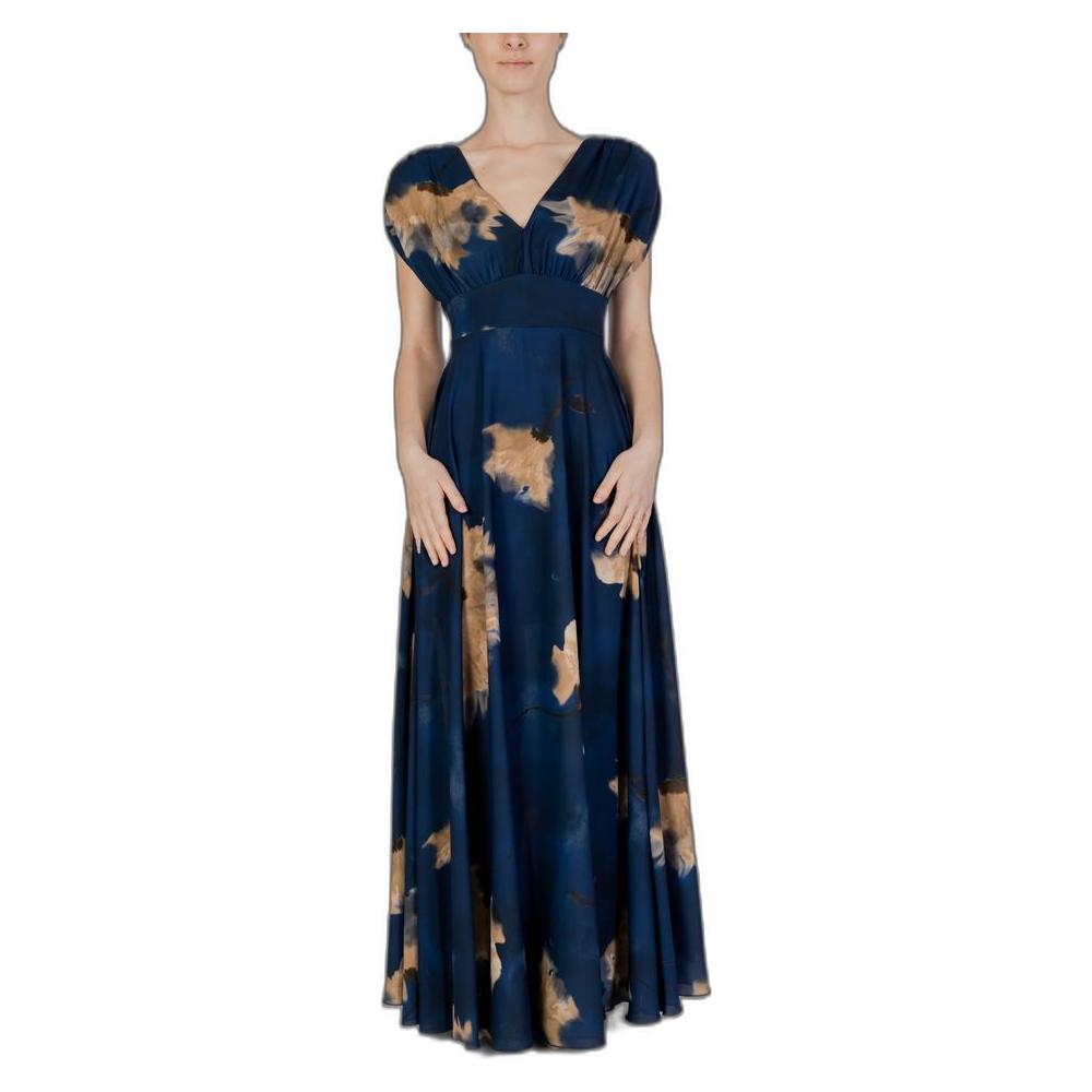Rinascimento blue polyester long dress for women, perfect for spring/summer collection, elegant and flowing design.