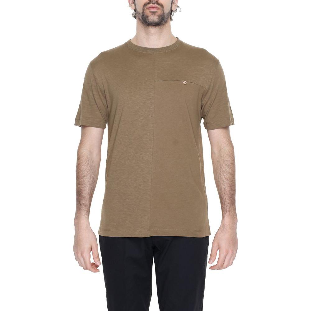 Hamaki-Ho gray cotton T-shirt, men's spring/summer collection, featuring short sleeves and lightweight fabric, front view.