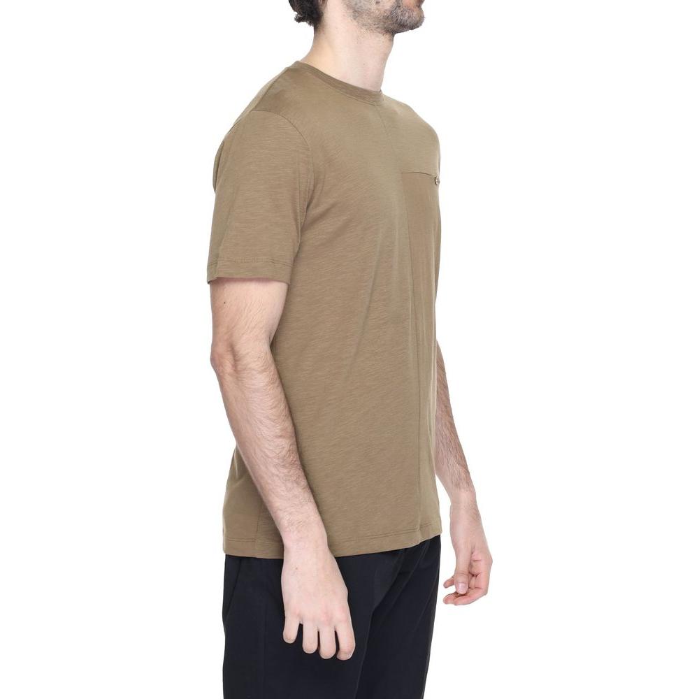 Hamaki-Ho gray cotton t-shirt, spring/summer collection, 100% cotton, side view on male model, casual fashion top.
