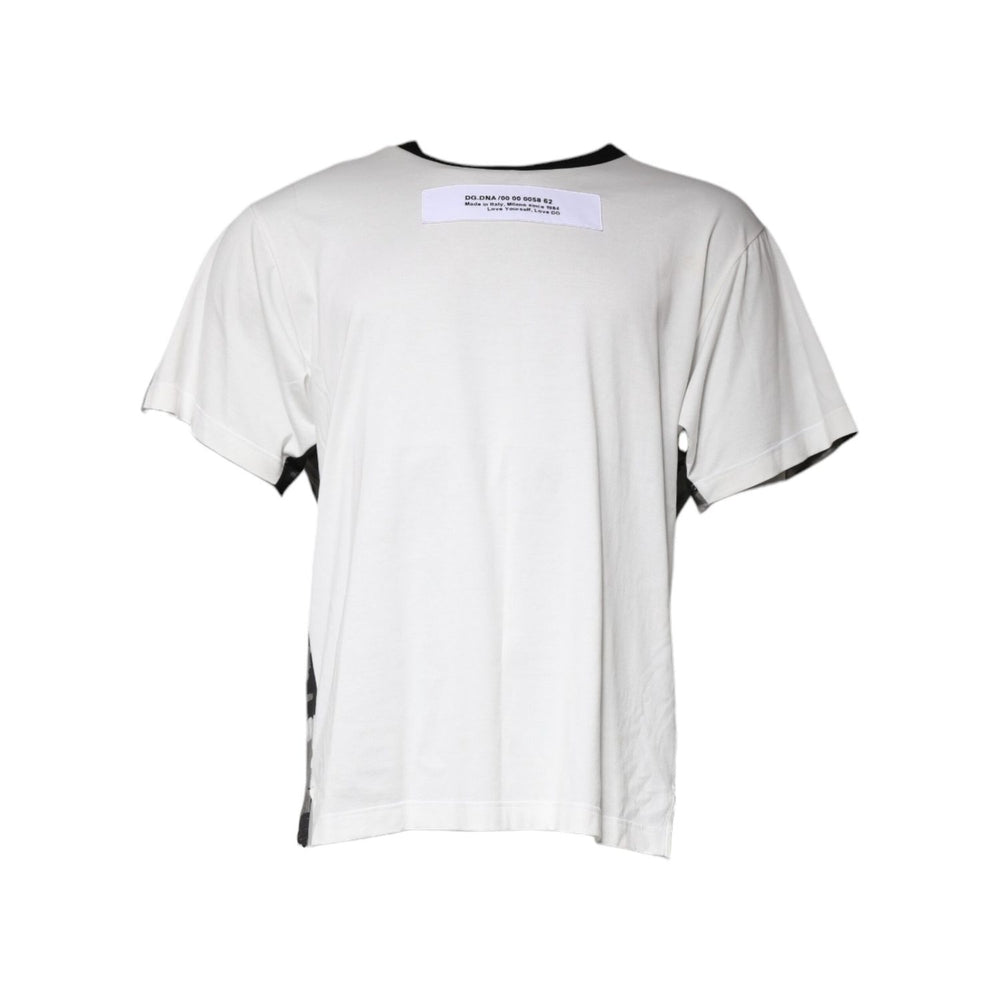 Dolce & Gabbana White Camouflage Cotton Round Neck T-shirt