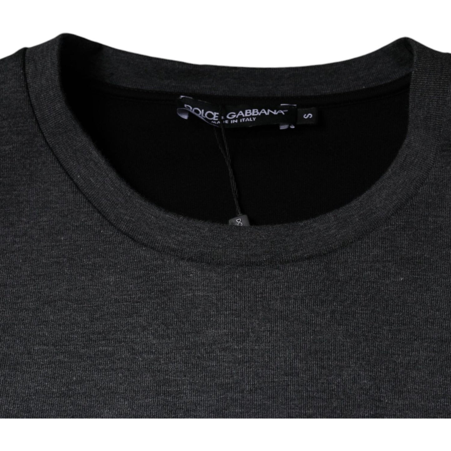 Dolce & Gabbana dark gray camouflage crew neck t-shirt with logo, 70% cotton and 30% nylon, made in Italy, brand new with tags.