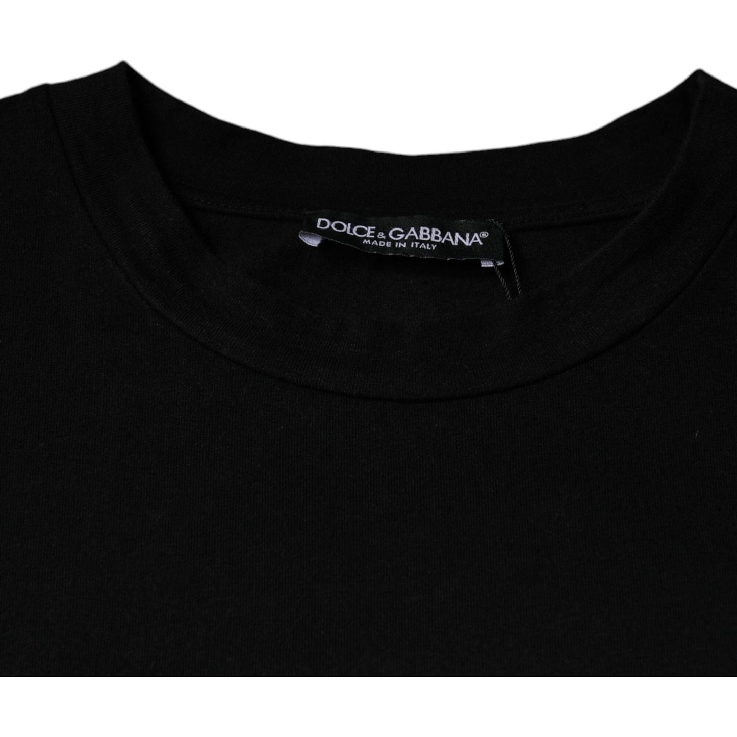Dolce & Gabbana black crew neck t-shirt, Amore print, 100% cotton, logo detail, short sleeves, regular fit, made in Italy.