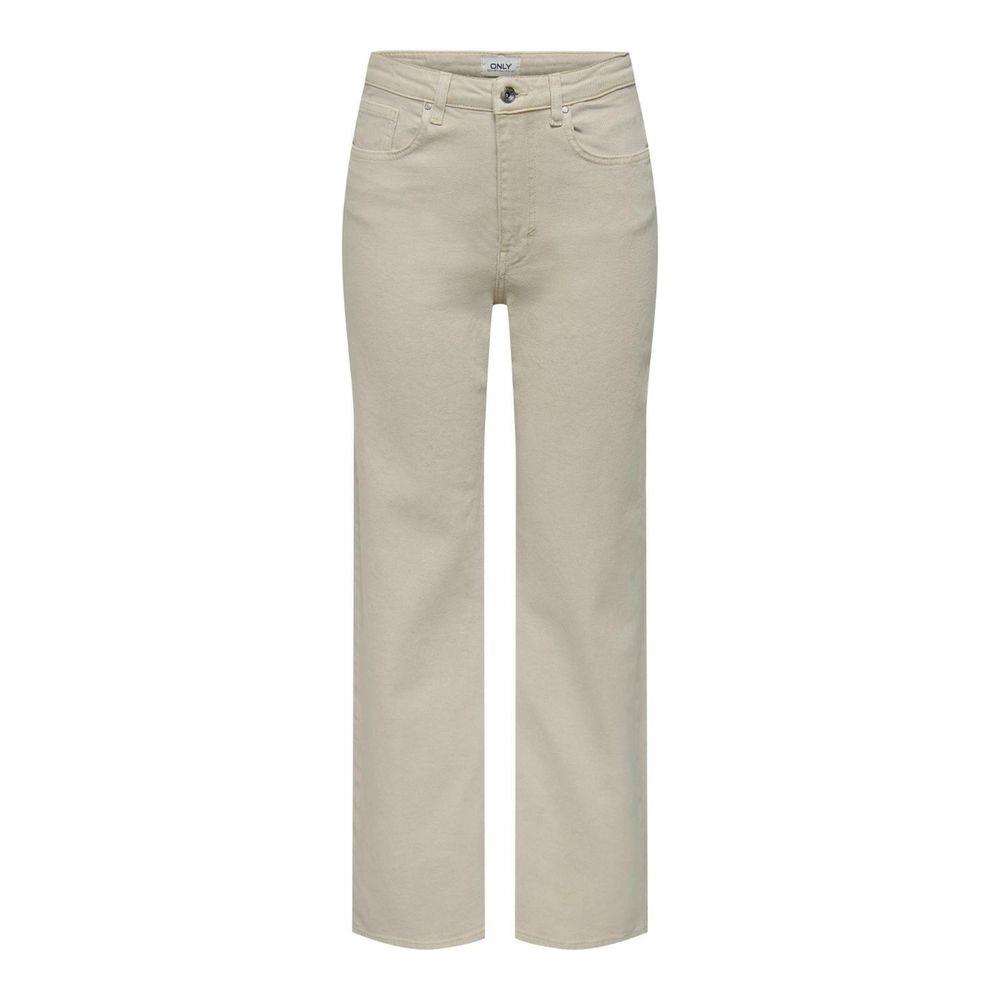 Beige cotton women's baggy jeans for spring/summer collection, made with 99% cotton and 1% elastene, stylish and comfortable.