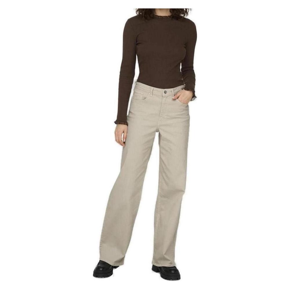 Women’s beige baggy cotton jeans, spring/summer collection, featuring 99% cotton and 1% elastane for comfort and style.